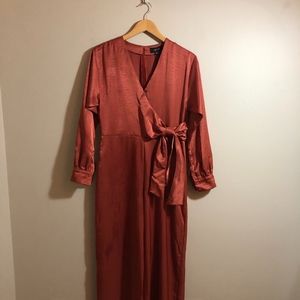 ASOS US 4-satin/ wrap front / long sleeve jumpsuit